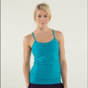 Like new Lululemon Power Y top in teal size 6
